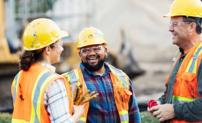 Workers talking